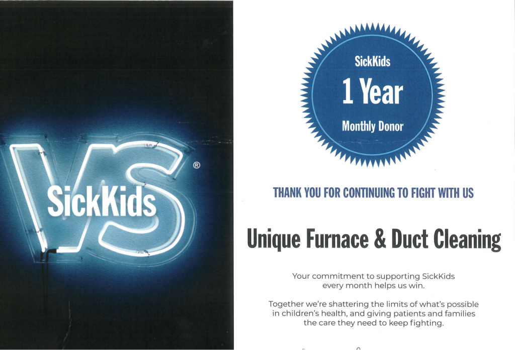 1 year donation certificate to Sick Kids Foundation by unique providers