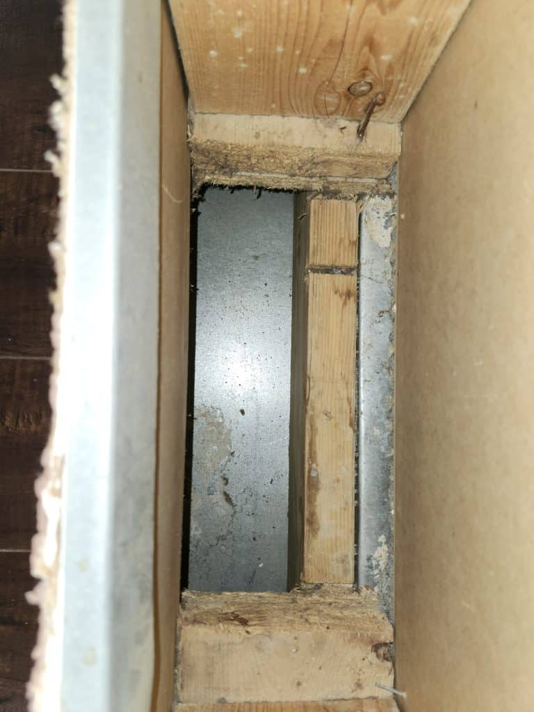 Inside ductwork during duct cleaning