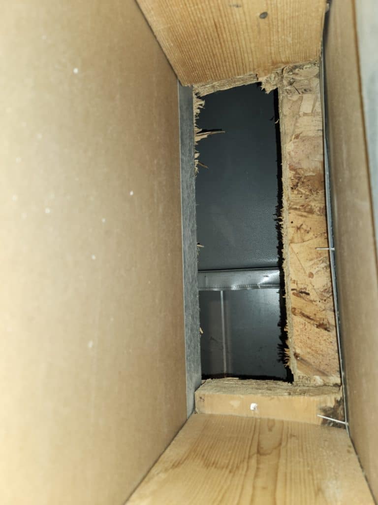 Inside ductwork during duct cleaning