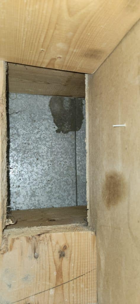 Inside ductwork during duct cleaning