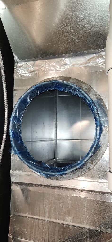 Inside ductwork during duct cleaning