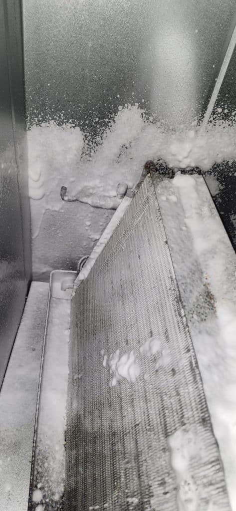 Inside ductwork during duct cleaning