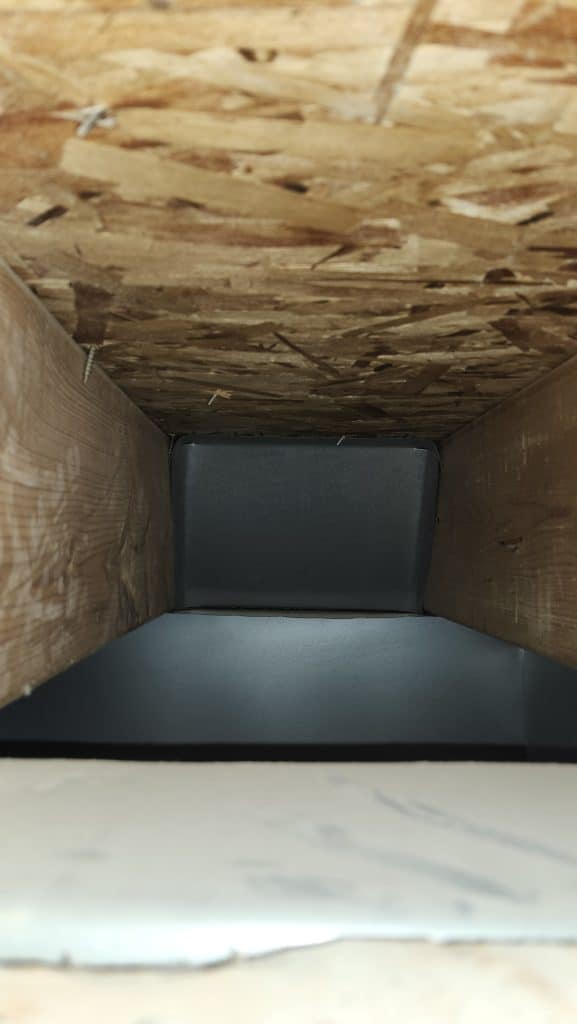 Inside ductwork during duct cleaning