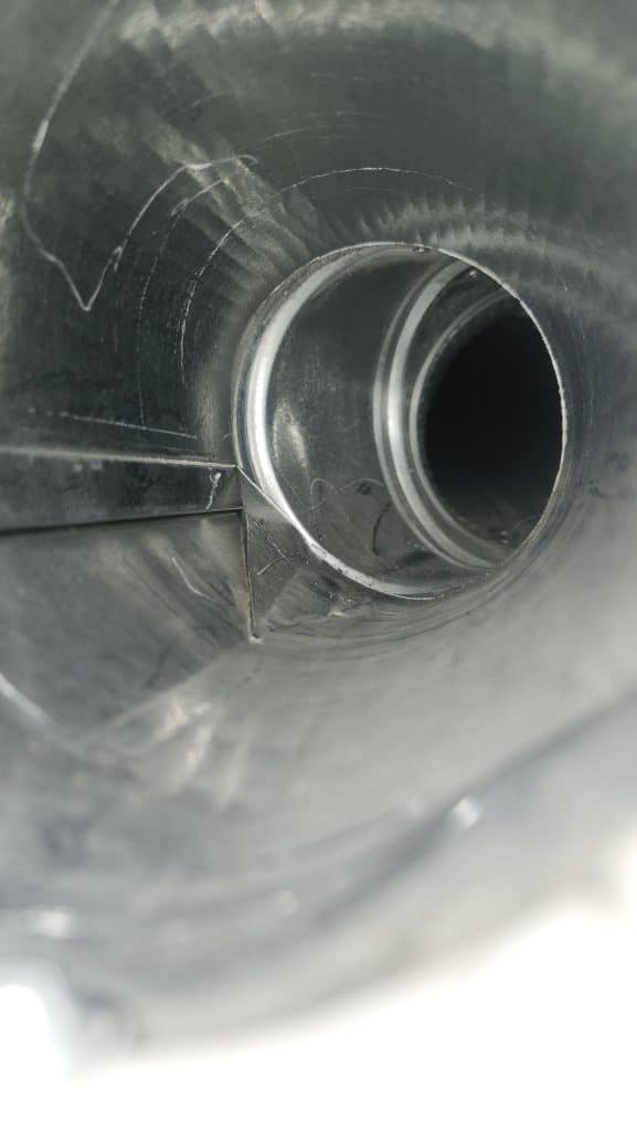 Inside ductwork during duct cleaning