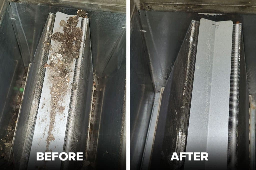 Before and after duct cleaning