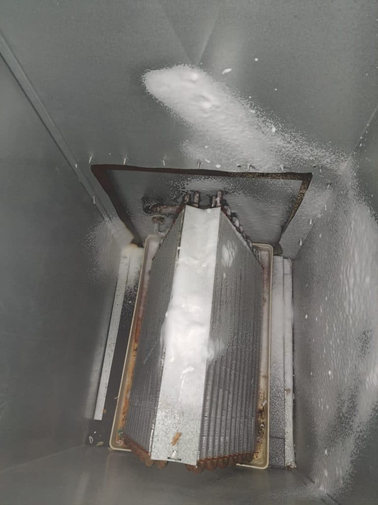 Inside ductwork during duct cleaning