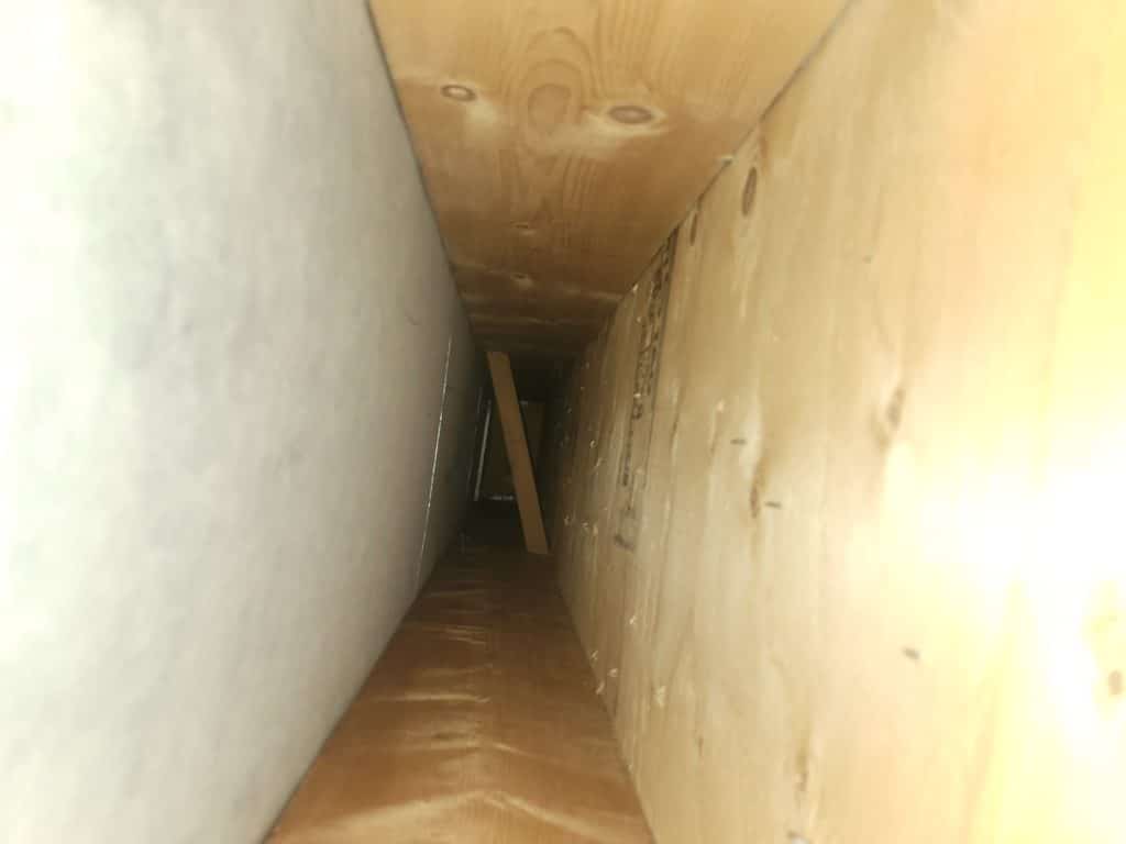 Inside ductwork during duct cleaning