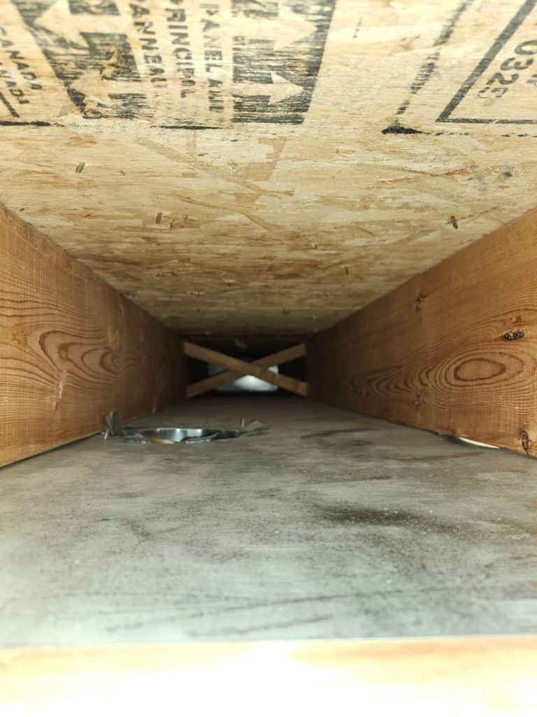 Inside ductwork during duct cleaning