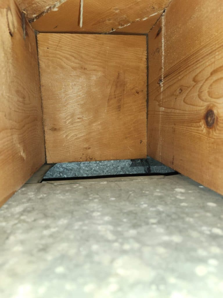 Inside ductwork during duct cleaning