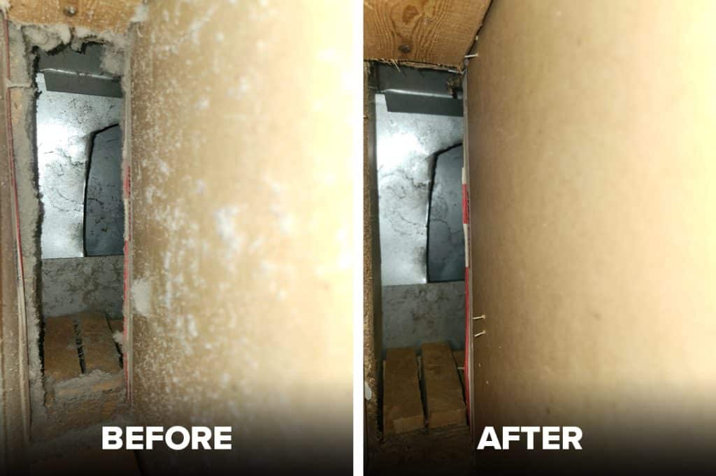 Before and after duct cleaning