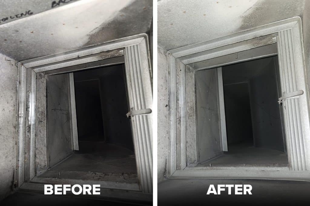 Before and after duct cleaning