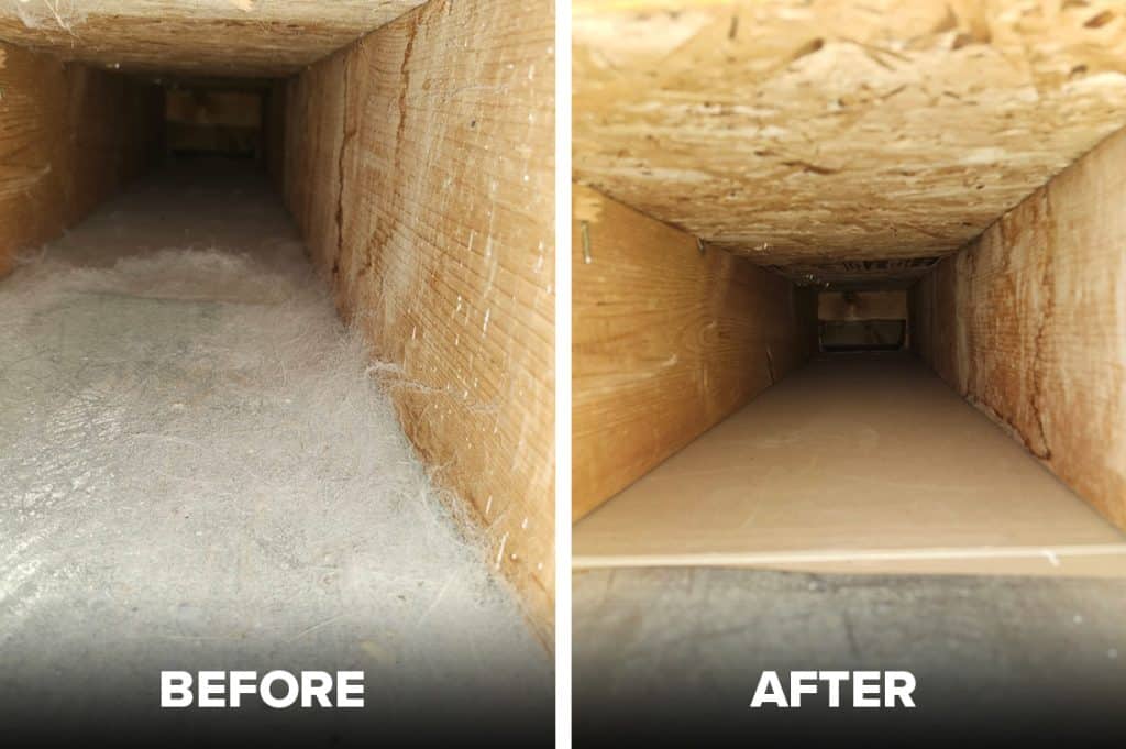 Before and after duct cleaning