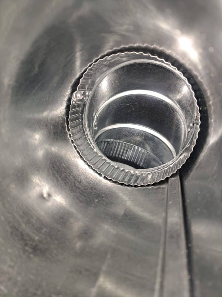 Inside ductwork during duct cleaning