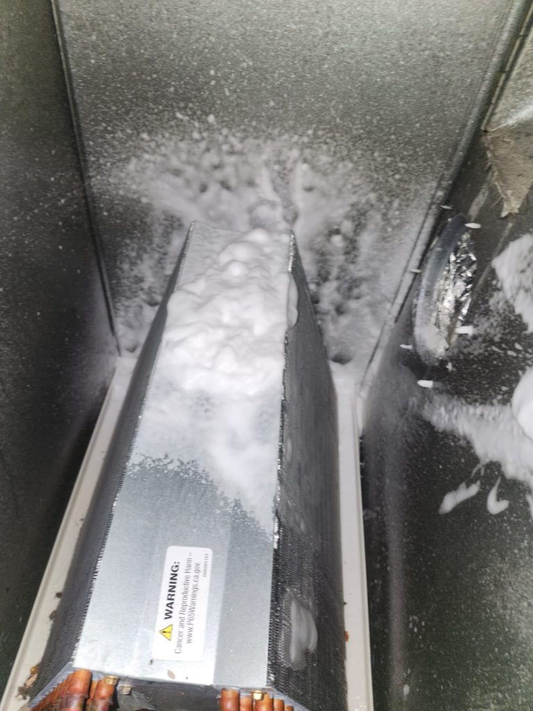 Inside ductwork during duct cleaning