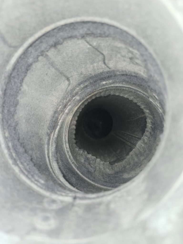 Inside ductwork during duct cleaning