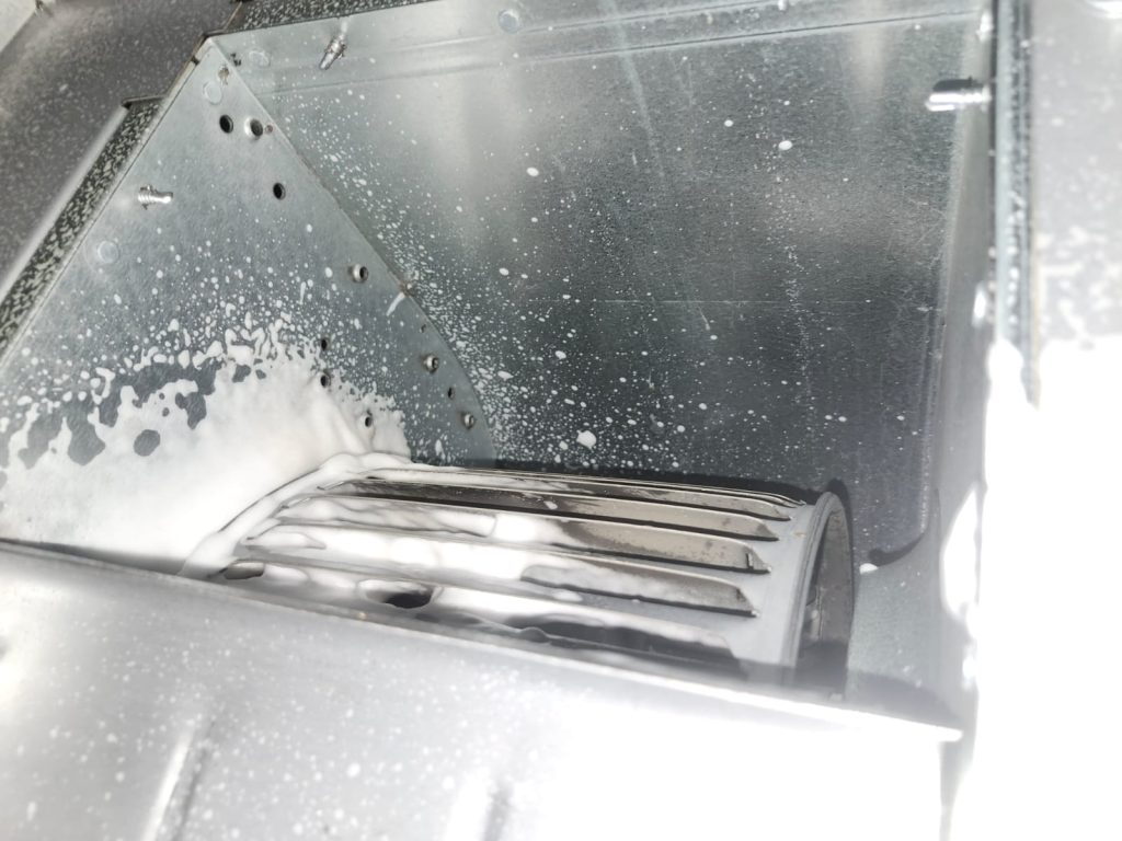 Inside ductwork during duct cleaning