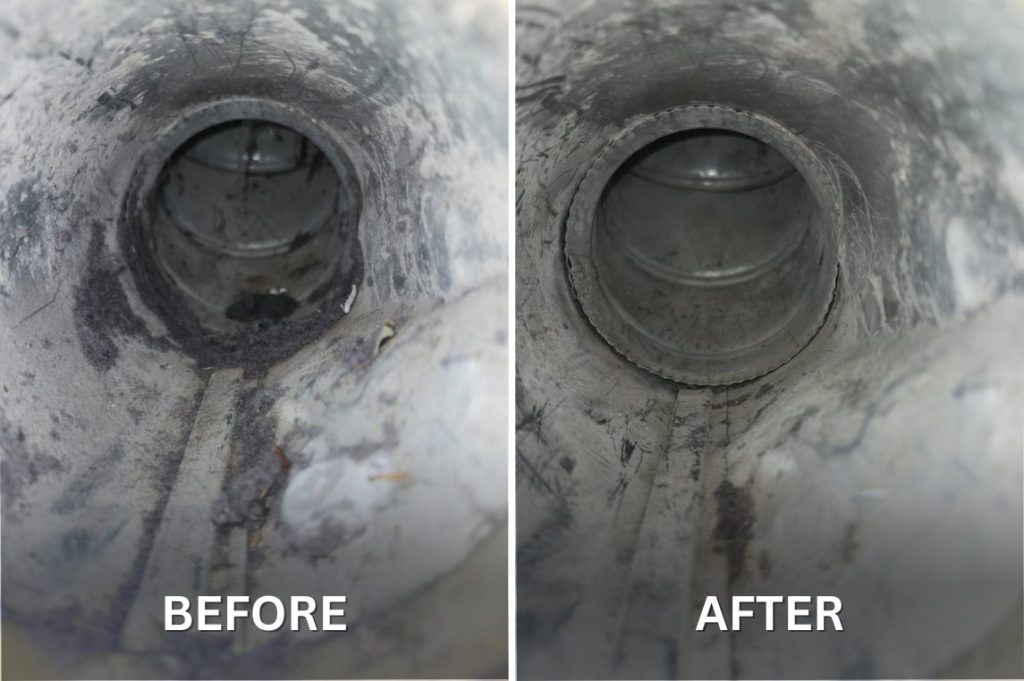 Before and after duct cleaning