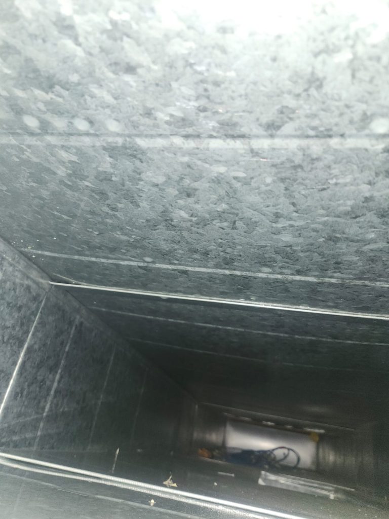 Inside ductwork during duct cleaning