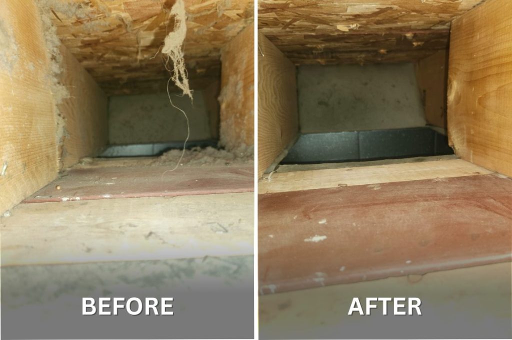 Before and after duct cleaning