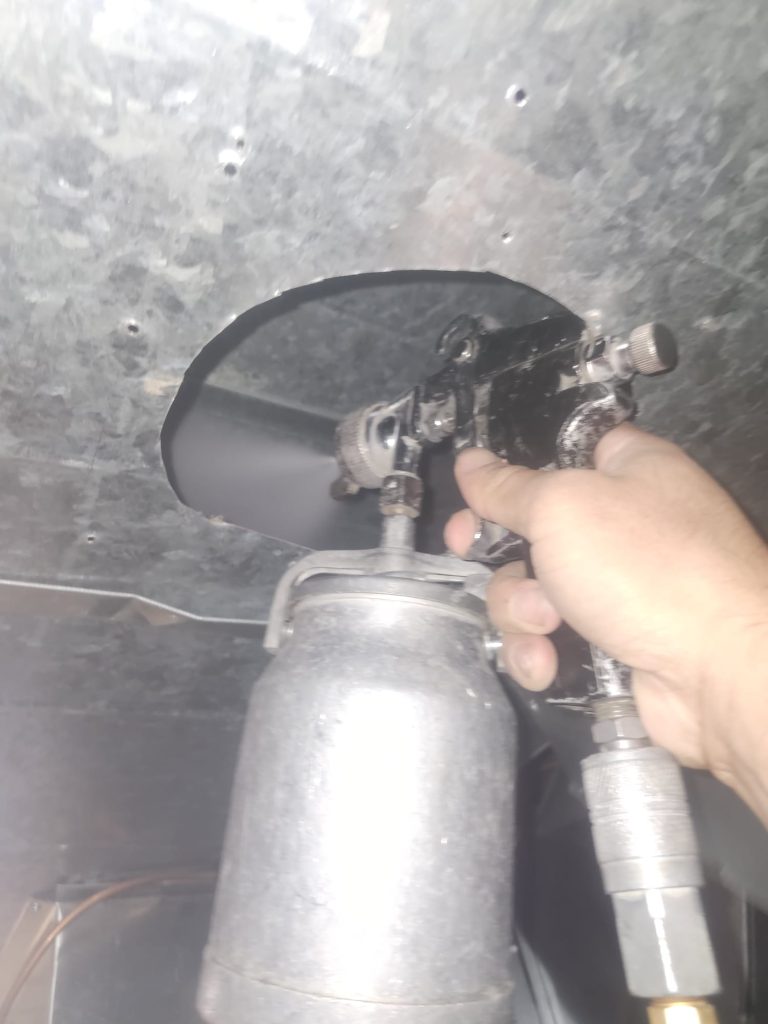 Inside ductwork during duct cleaning